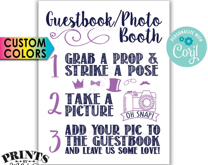 Wedding Guestbook Photobooth Sign, Add Your Pic & Leave Us Some Love, PRINTABLE 8x10"/16x20" Sign <Edit Colors Yourself with Corjl>