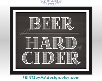 Beer & Hard Cider Sign, Please Help Yourself to the Beverage Station, PRINTABLE 8x10” Chalkboard Style Alcohol Drinks Sign <ID>