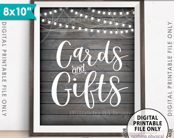 Cards and Gifts Sign, Cards & Gifts Gift Table Sign, Wedding Sign Birthday Party, Shower, 8x10” Rustic Wood Style Printable Instant Download