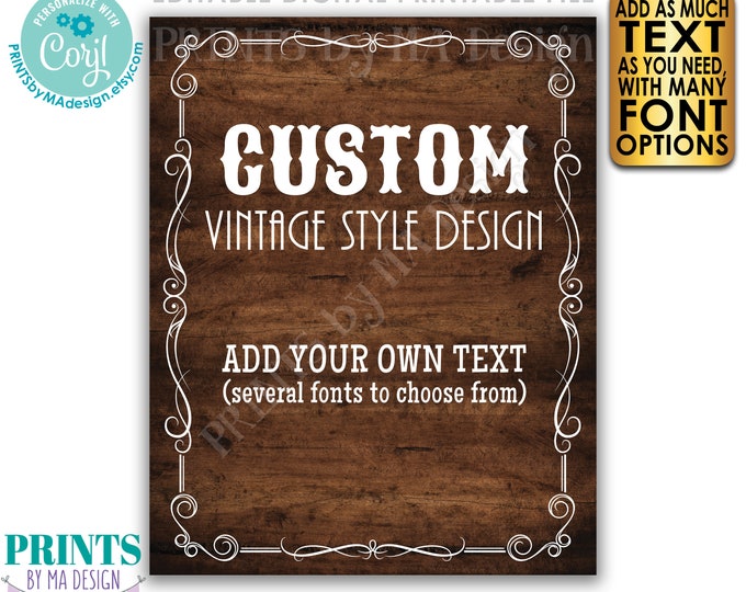 Custom Vintage Style Sign, Better with Age Liquor Themed Party, One PRINTABLE 8x10/16x20” Rustic Wood Style Sign <Edit Yourself with Corjl>