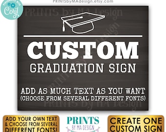 Custom Graduation Party Decoration, Choose Text, ONE Editable PRINTABLE 8x10/16x20” Landscape Chalkboard Style Sign <Edit Yourself w/Corjl>