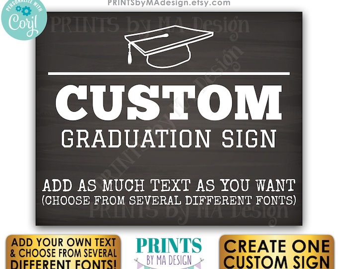 Custom Graduation Party Decoration, Choose Text, ONE Editable PRINTABLE 8x10/16x20” Landscape Chalkboard Style Sign <Edit Yourself w/Corjl>