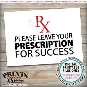 Please Leave Your Prescription for Success, Med School Advice, Pharmacy, Nurse Graduation Party, PRINTABLE 5x7 Sign & 3 Advice Cards ID image 2