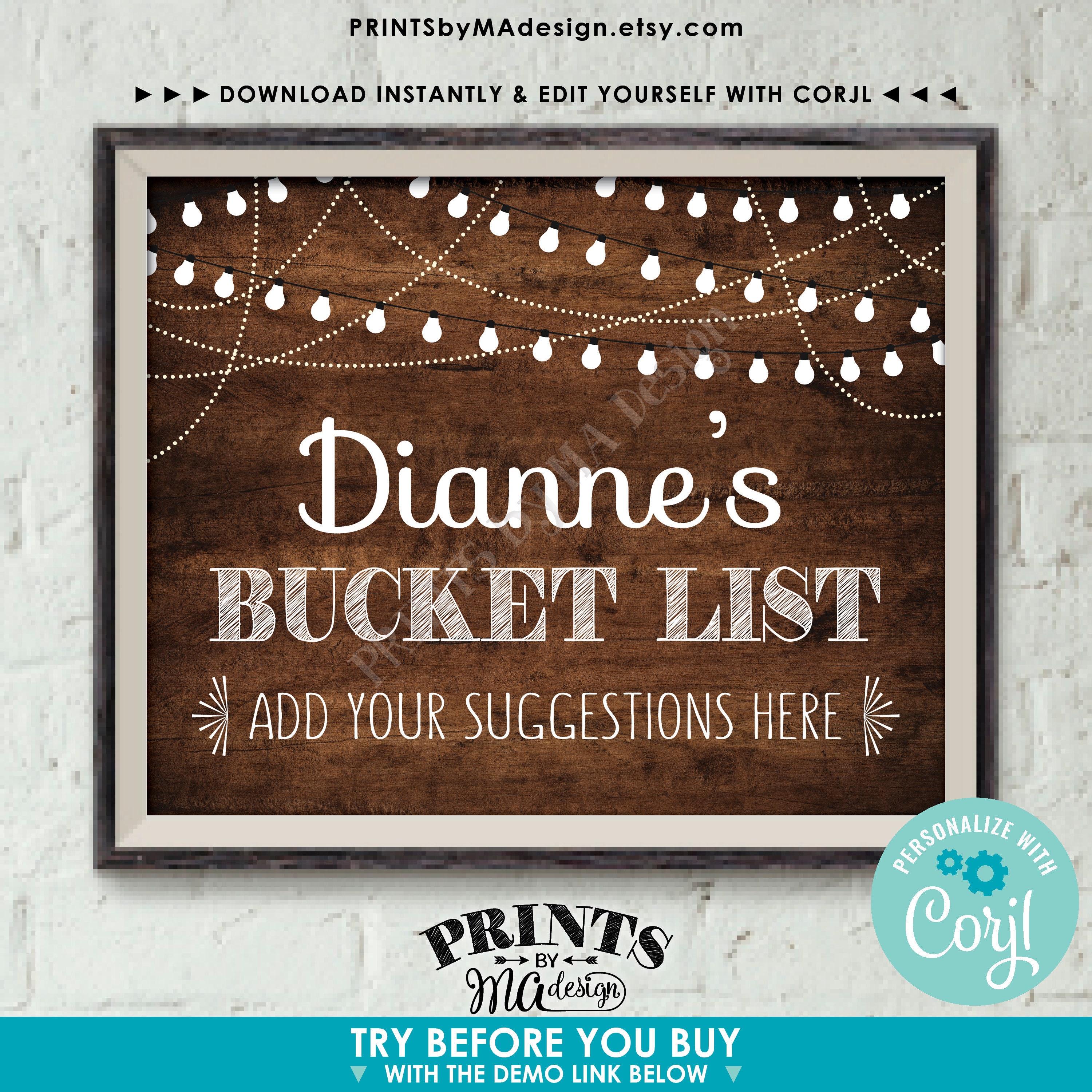 Bucket List Sign, Share Your Suggestions Here for the Bucket List ...