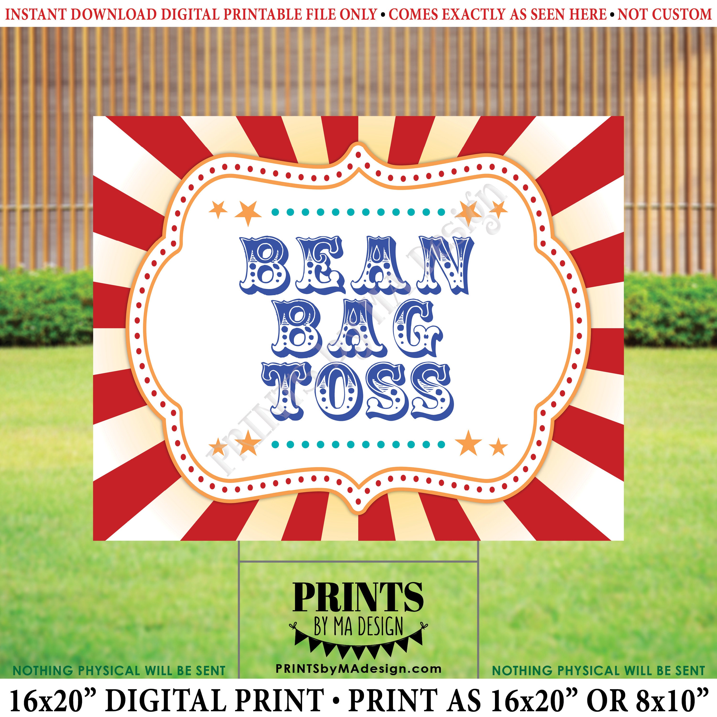 Bean Bag Toss Carnival Party Sign Carnival Games Circus Party 