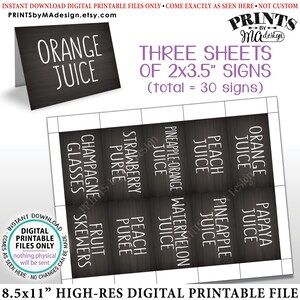 Etichette Mimosa Bar, Tag Menu Mimosa, Mom-osa, Segnaposto Sposa o Baby Shower, STAMPABILE 8,5x11" Foglio di 30 cartelli <ID>stile lavagna