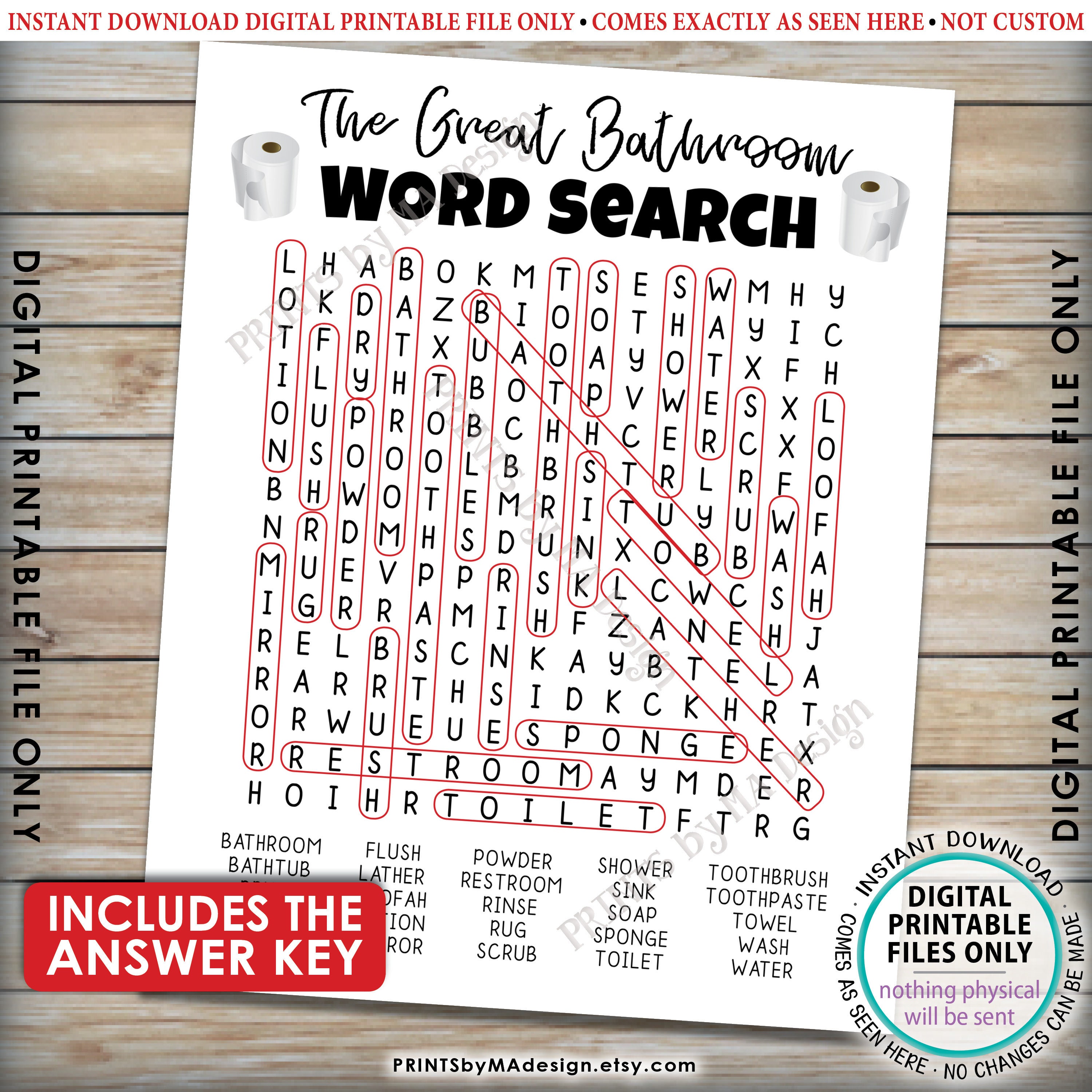 The Great Bathroom Word Search Bathroom Hand Towel – Designing Moments