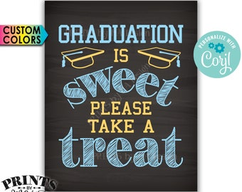 Graduation is Sweet Please Take a Treat Candy Bar Sign, PRINTABLE Chalkboard Style 8x10” Grad Party Decoration <Edit Yourself with Corjl>