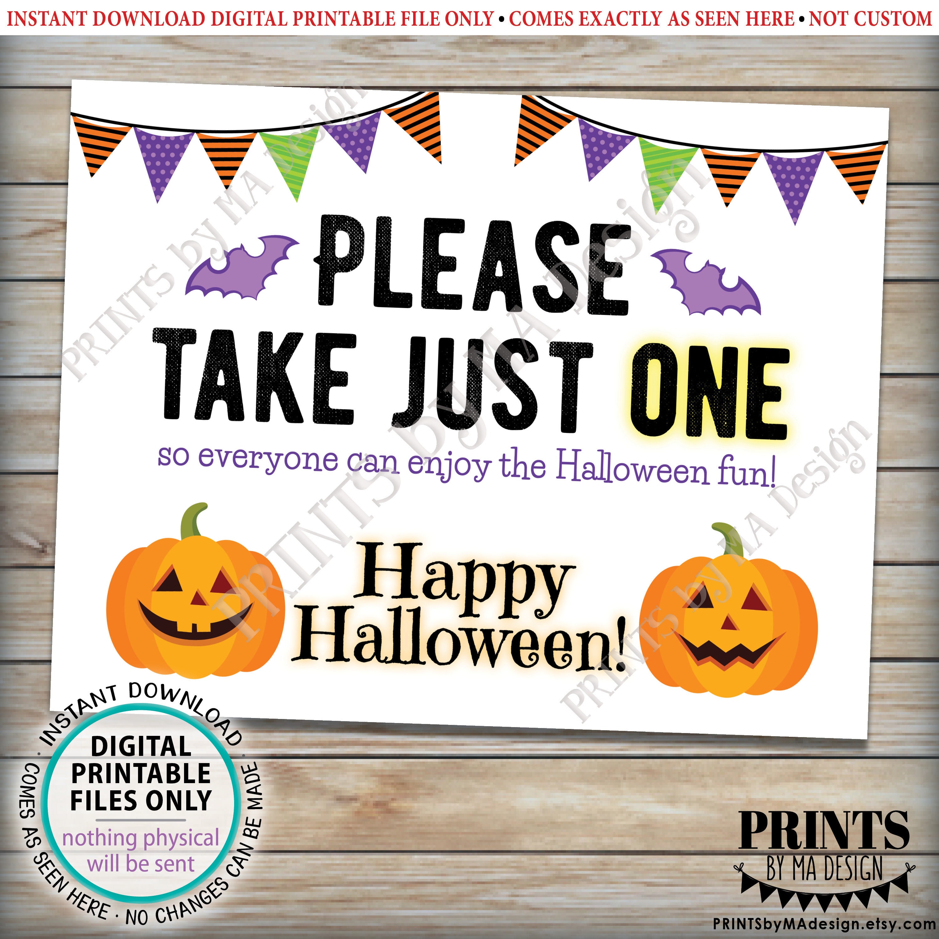 Please Take One Sign Happy Halloween Sign Candy Etsy