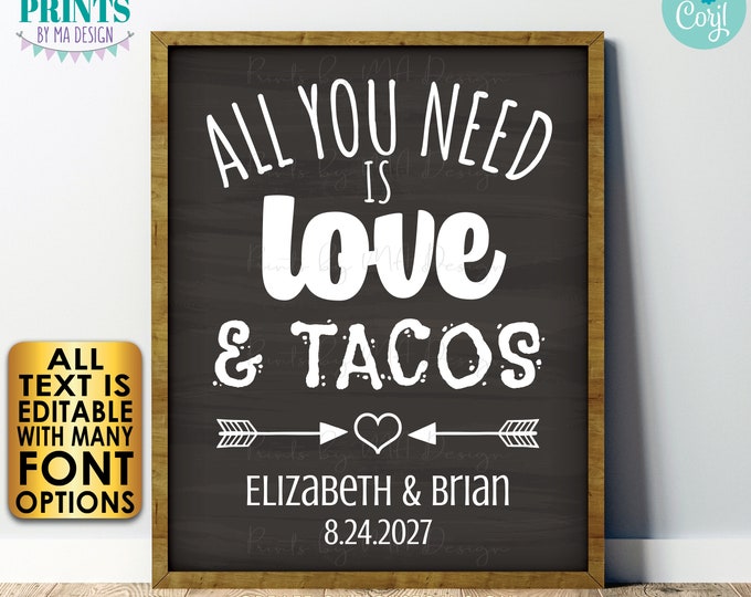 All You Need is Love Wedding Sign, All Text is Editable, Custom PRINTABLE 8x10/16x20” Chalkboard Style Sign <Edit Yourself wwith Corjl>