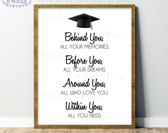 Behind You All Your Memories Before You All Your Dreams... Graduation Gift, Inspirational Quote, PRINTABLE 16x20/8x10” Sign <ID>