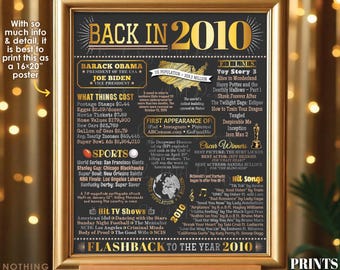 Back in 2010 Poster Board, Flashback to 2010, Remember 2010, USA History from 2010, PRINTABLE 16x20” Sign <ID>