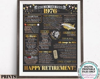 Back in the Year 1976 Retirement Party Poster Board, Flashback to 1976 Sign, PRINTABLE 16x20” Retirement Party Decoration <ID>