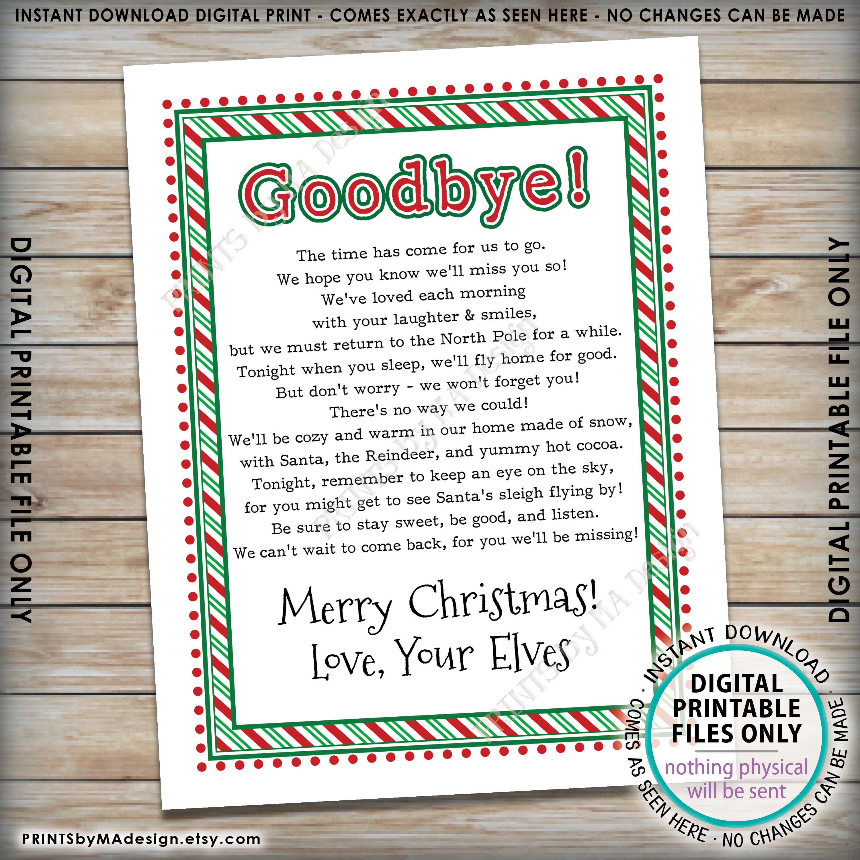 Free Printable Elf Goodbye Letter