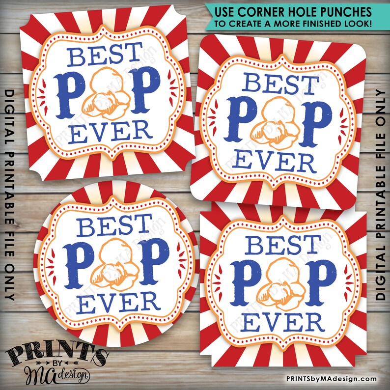 Best Pop Ever Popcorn Tags Carnival Father's Day Gift Etsy