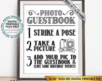 Birthday Photo Guestbook Sign, Add Your Picture to the Guest Book and Leave Birthday Wishes Sign, PRINTABLE 8x10/16x20” Birthday Sign <ID>