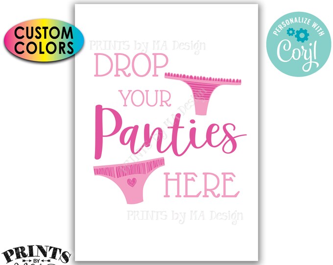 Drop Panties Here Panty Game, Bridal Shower, Bachelorette Party Game Idea, DIY PRINTABLE 5x7" Portrait Sign <Edit Yourself with Corjl>