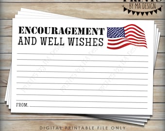Military Encouragement and Well Wishes Card, American Flag Boot Camp Send Off, Army Navy Marines Air Force, One PRINTABLE 4x6” Card <ID>
