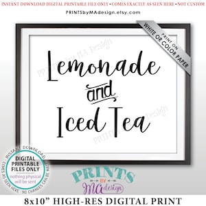 Lemonade & Iced Tea Sign, Ice Tea and Lemonade, Non-Alcoholic Drinks Sign, Summer Party Beverage Station, PRINTABLE 8x10” Drink Sign &lt;ID&gt;