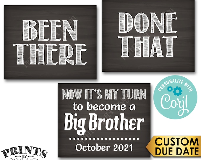 4th Baby Pregnancy Announcement, Been There Done That Now It's My Turn to Become a Big BROTHER, PRINTABLE Signs <Edit Yourself with Corjl>