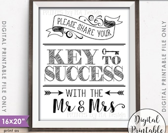Marriage Advice, Please share your Key to Success with the Mr & Mrs Advice, Marriage Tips, Instant Download 16x20” Printable Wedding Sign