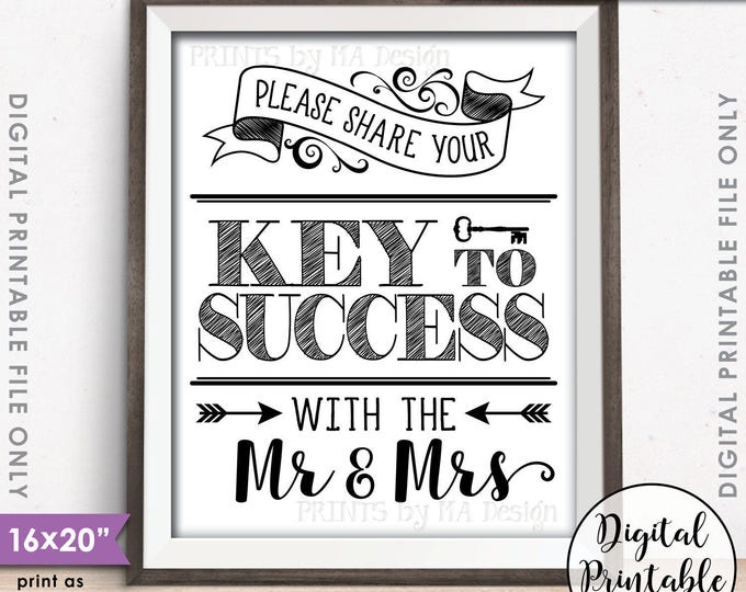 Marriage Advice, Please share your Key to Success with the Mr & Mrs Advice, Marriage Tips, Instant Download 16x20” Printable Wedding Sign