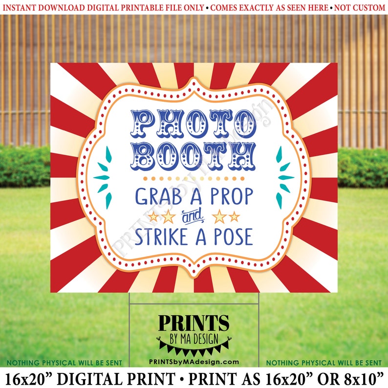 Photobooth Sign, Carnival Theme Party Sign, Circus Theme Party Game ...