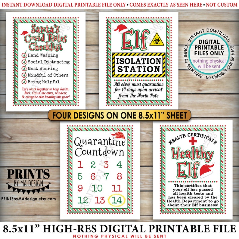Elf Quarantine Signs Keep Santa Healthy During Covid | Etsy