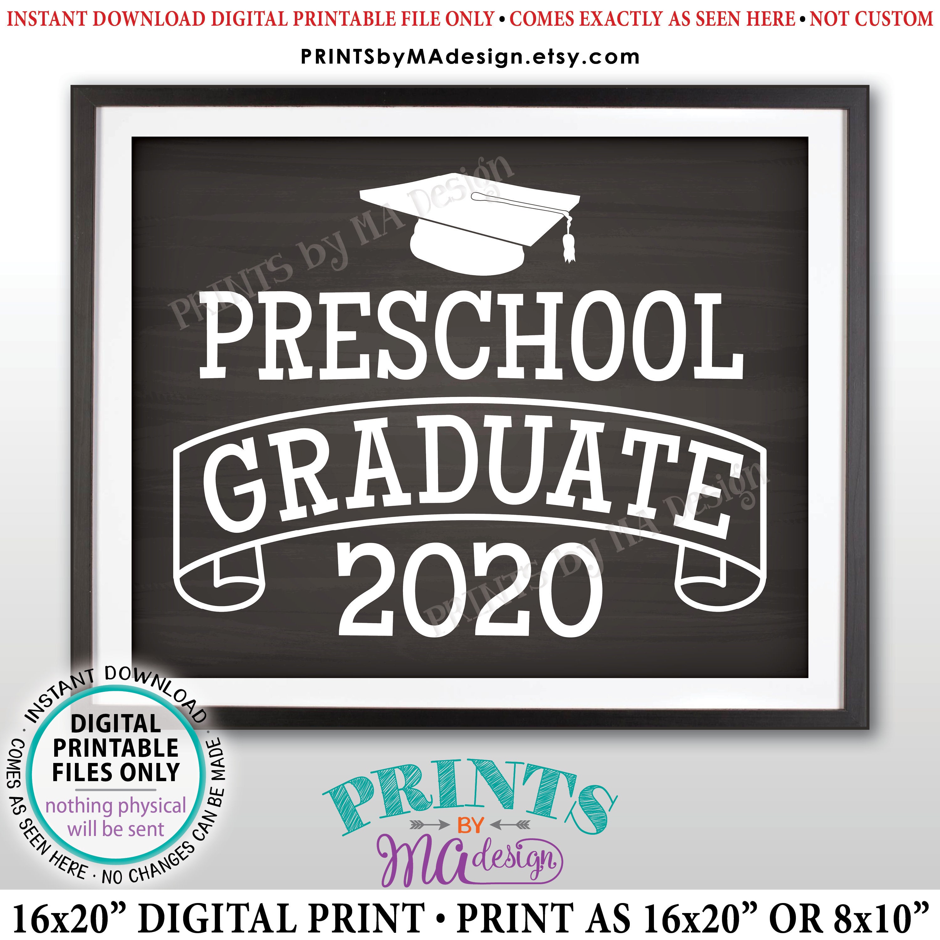 preschool graduate sign class of 2020 preschool graduation