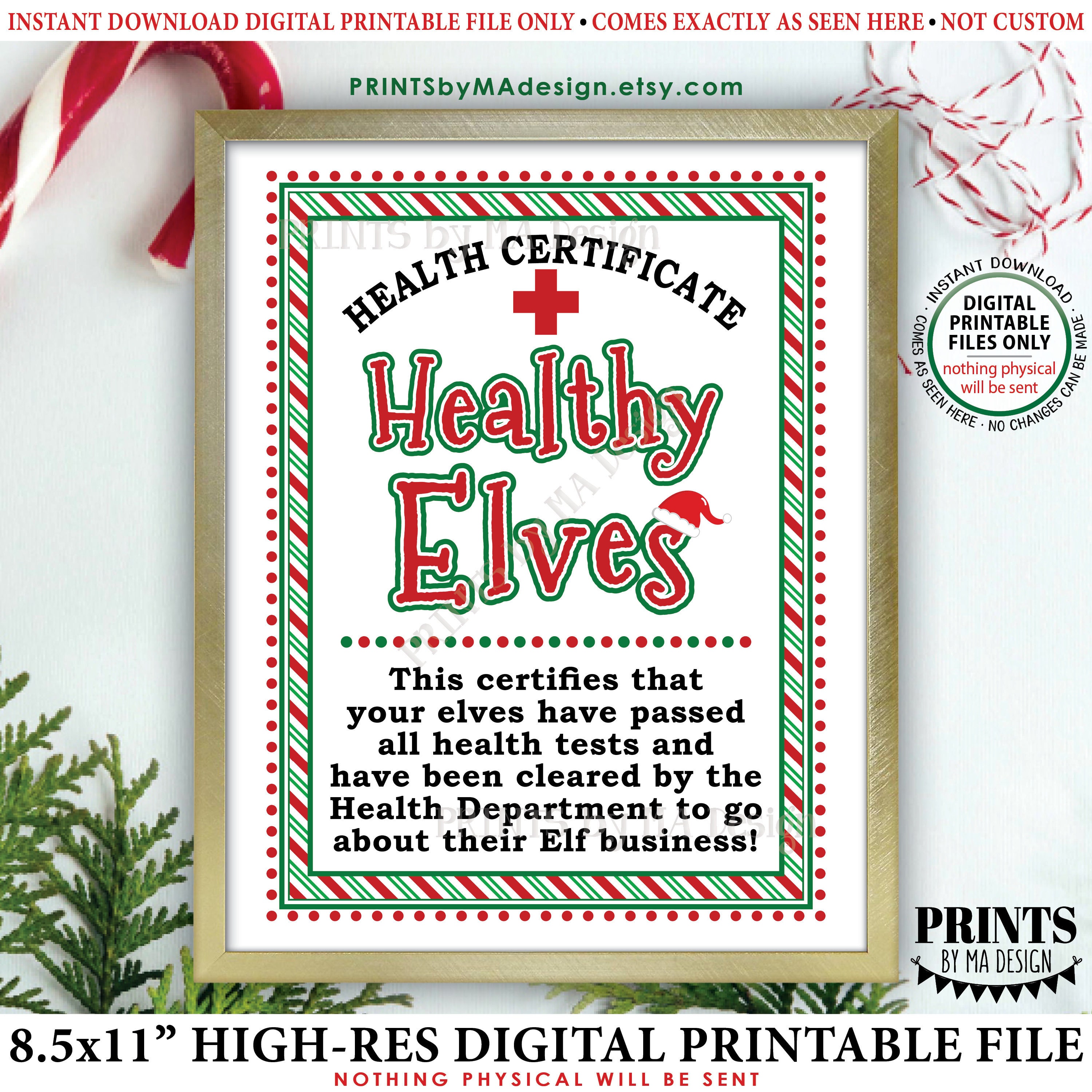 Healthy Elves Certificate Quarantine 14 Days Isolation Health Dept 