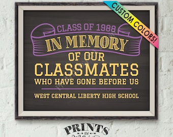 In Memory Sign for Reunion Memorial, In Memoriam of the Classmates Who Have Gone Before Us, PRINTABLE Chalkboard Style 8x10” Memory Sign