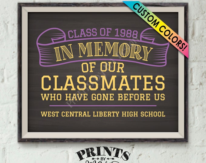 In Memory Sign for Reunion Memorial, In Memoriam of the Classmates Who Have Gone Before Us, PRINTABLE Chalkboard Style 8x10” Memory Sign