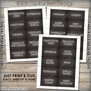 Hot Chocolate Bar Kit, Build Your Own Hot Cocoa Ingredients Labels, Winter, Fall, Instant Download Chalkboard Style PRINTABLE Sign & Labels image 3