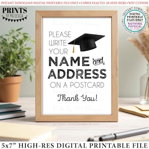 Adresse ein Postkarten-Zeichen für eine Abschlussfeier, schreiben Sie Ihren Namen und Ihre Adresse auf eine Postkarte, DRUCKBAR 5x7 ”Adressschild <ID>
