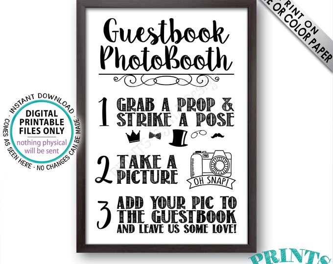 Guestbook Photobooth Sign, Add a Photo to the Guest Book Sign, Leave Some Love, Photo Booth Wedding Sign, PRINTABLE 24x36” Photo Sign <ID>