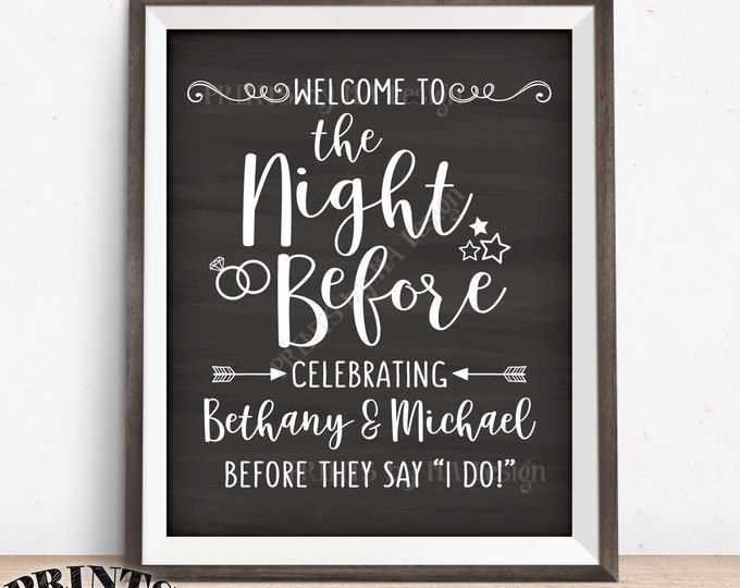 The Night Before Sign, Welcome to the Night Before Rehearsal Dinner Sign, PRINTABLE 8x10/16x20” Chalkboard Style Wedding Rehearsal Sign