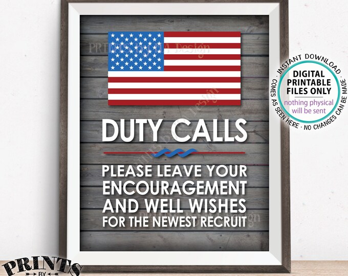 Military Sign, Leave your Encouragement and Well Wishes, Armed Forces Party Decor, Boot Camp, PRINTABLE 11x14” Rustic Wood Style Sign <ID>