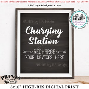 Charging Station Sign, Recharge Your Devices Here Phone Charger ...