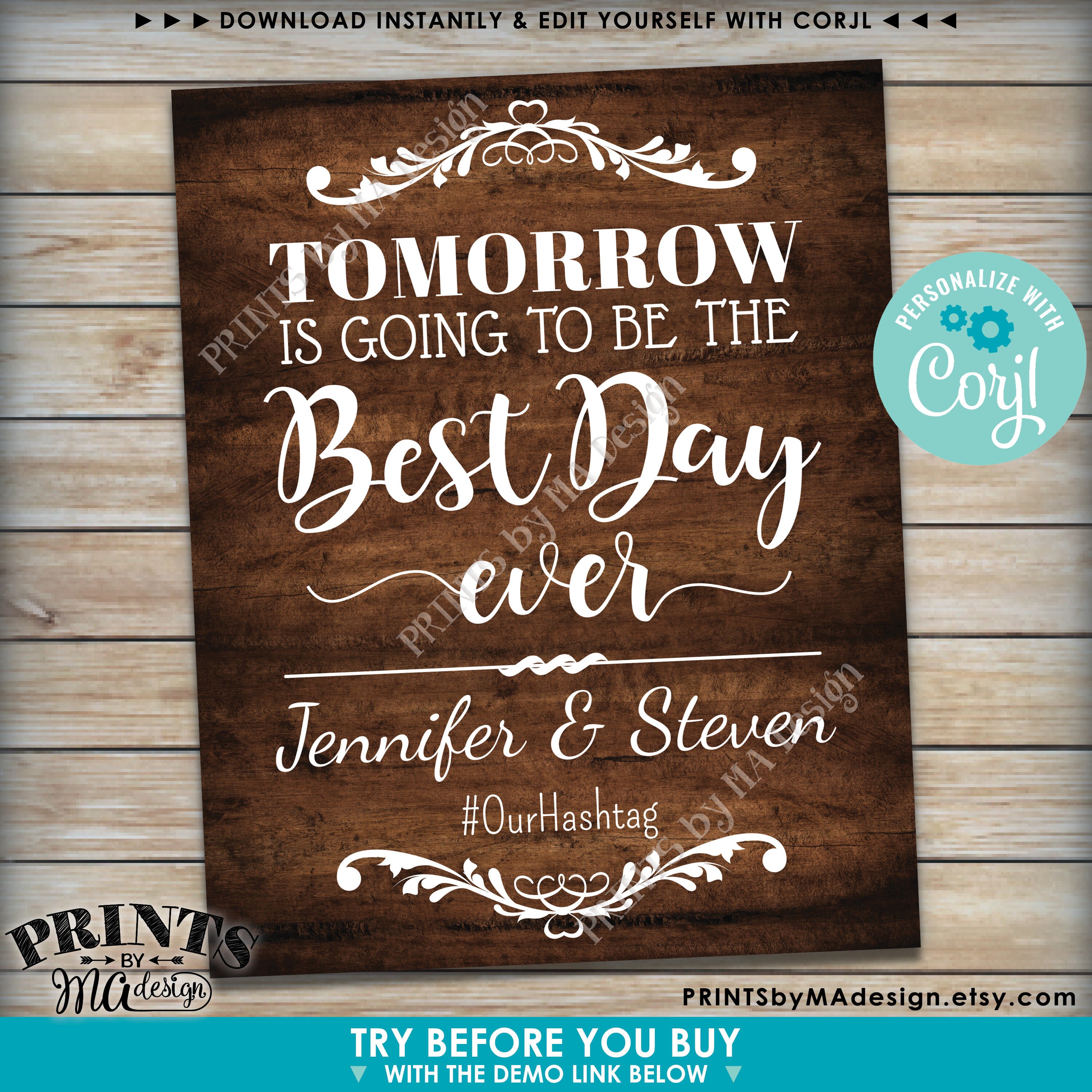 Tomorrow is Going to Be The Best Day Ever Sign, Custom PRINTABLE 16x20 ...