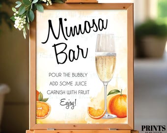 Mimosa Bar Sign, Make your own Mimosa, Wedding Bridal Shower, Graduation Party, Beverages, PRINTABLE 8x10/16x20” Watercolor Style Sign <ID>