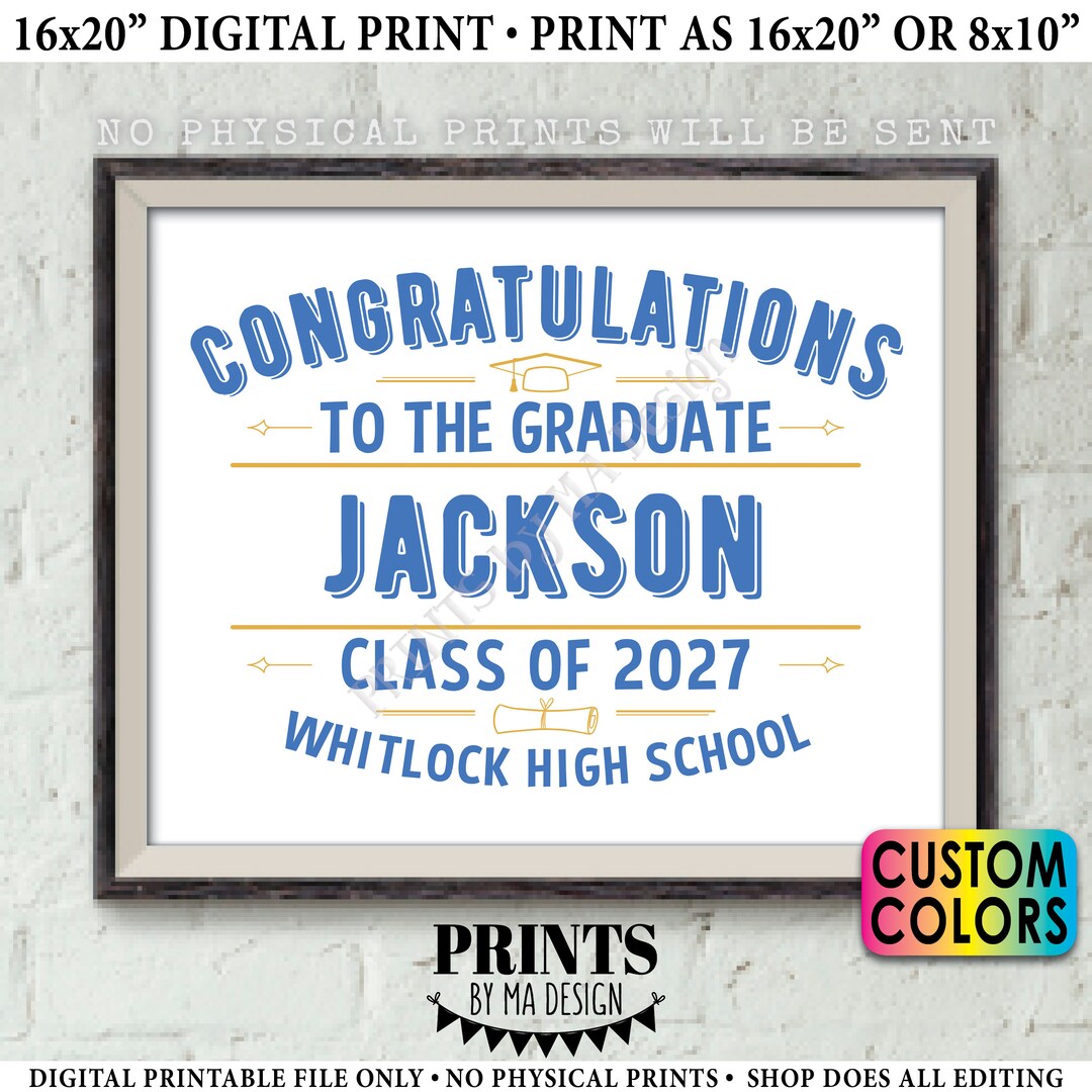 Graduation Party Decoration, Custom Grad Name Class Year and School ...