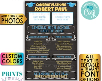 Graduation Party Sign, High School Graduation Party Decoration, Senior Photo, PRINTABLE 24x36” Chalkboard Style Sign <Edit Yourself w/Corjl>