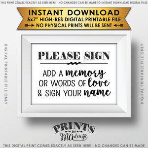 Share a Memory Sign, Share Memories or Words of Love, Anniversary Graduation Birthday Memorial Funeral, Instant Download 5x7 Printable Sign image 1