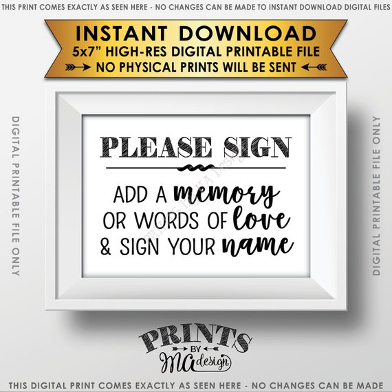 Share a Memory Sign, Share Memories or Words of Love, Anniversary 