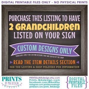Add-on for Grandchildren Sign, TWO Grandchildren, Must be purchased in addition to a custom Grandchildren sign that is edited by this shop
