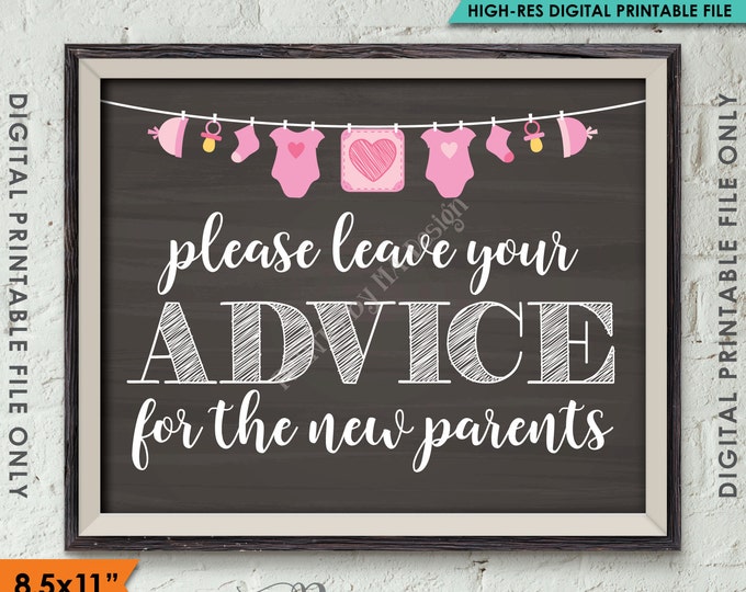 Advice for the New Parents, Baby Advice, Parenting Advice, Baby Tips, Pink Clothesline, Instant Download 8.5x11” Chalkboard Style Printable