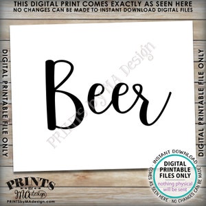 Beer Sign, Beverage Station, Drinks Sign, Wedding Bar Display, Birthday Party, Anniversary Celebration, PRINTABLE 8x10 Beer Sign ID image 2
