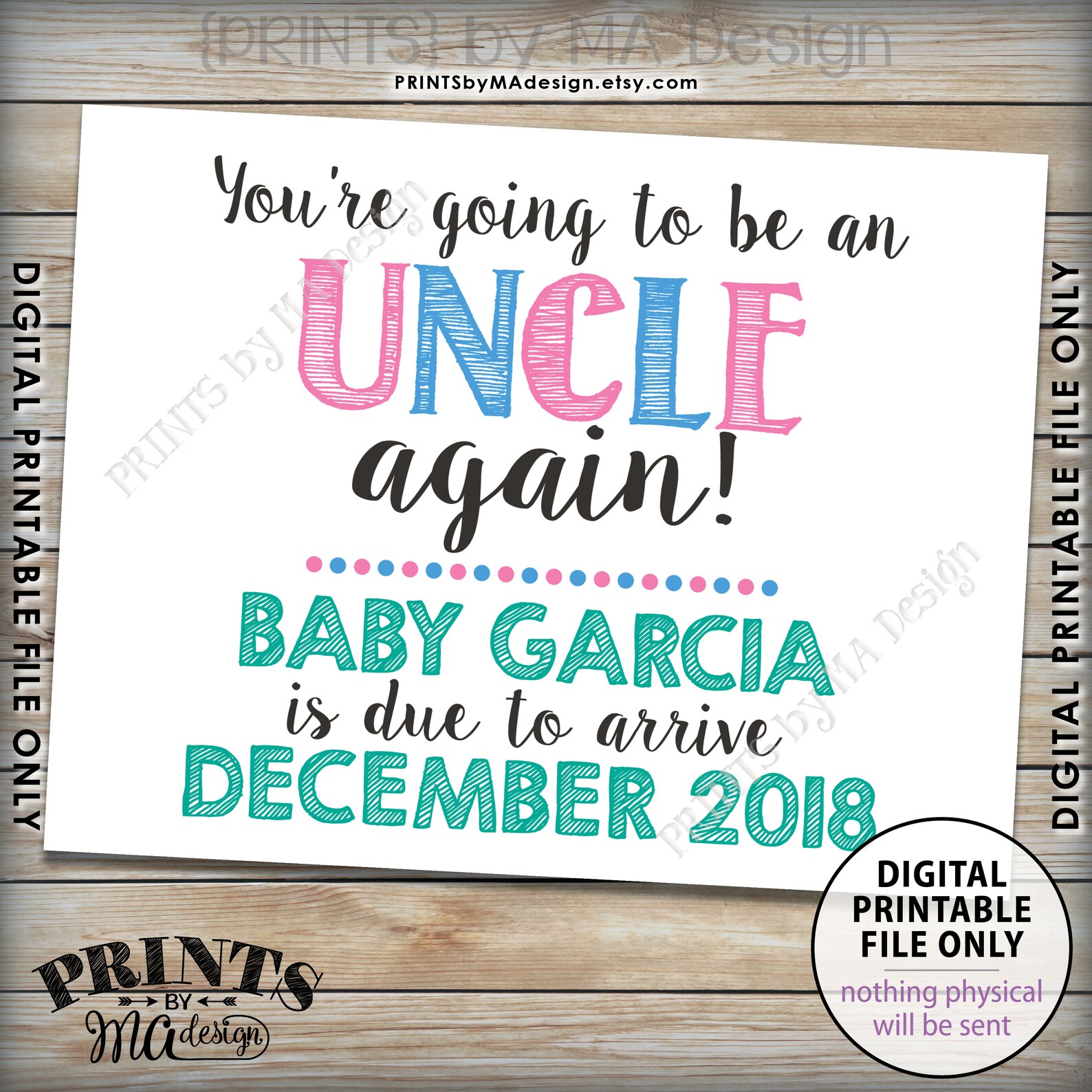 Uncle Pregnancy Announcement Sign Going to Be an Uncle Again Etsy UK
