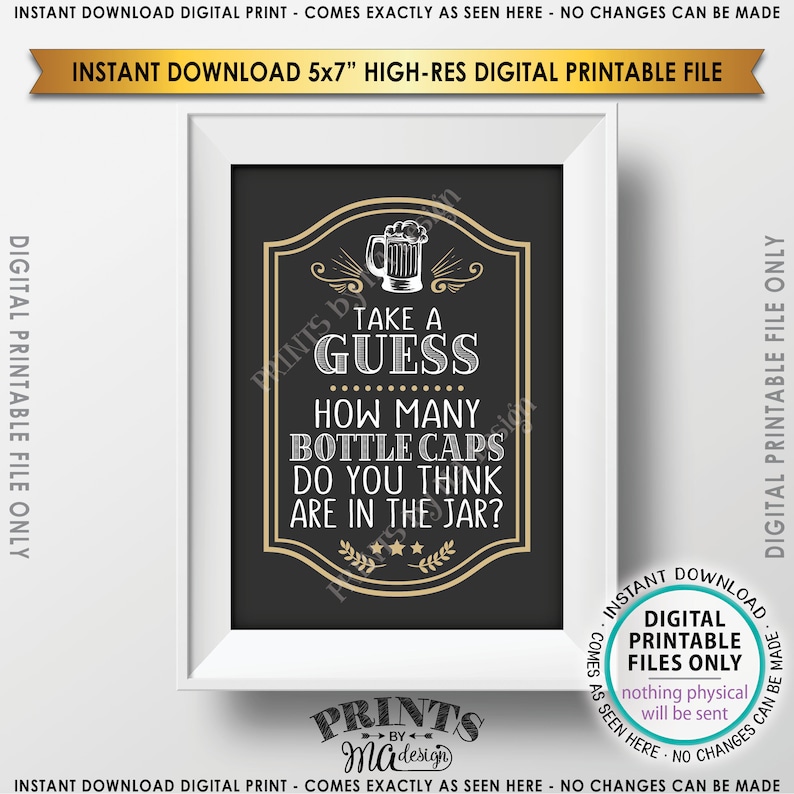 Beer Guessing Game Guess the Number of Bottle Caps Guess How Etsy