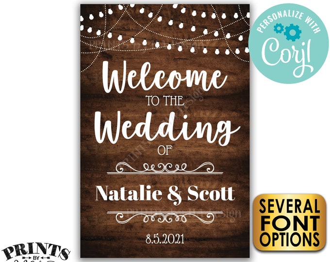 Wedding Welcome Sign, Welcome to the Wedding of, PRINTABLE 24x36" Rustic Wood Style Wedding Entrance Sign <Edit Yourself with Corjl>